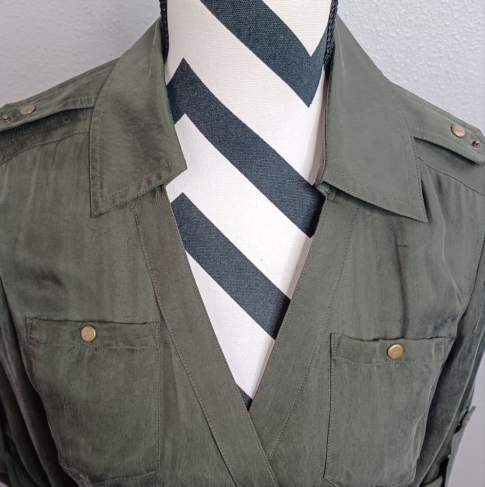 Diane Von Furstenburg Safari Satin Green Wrap Dress - Picture 7 of 16